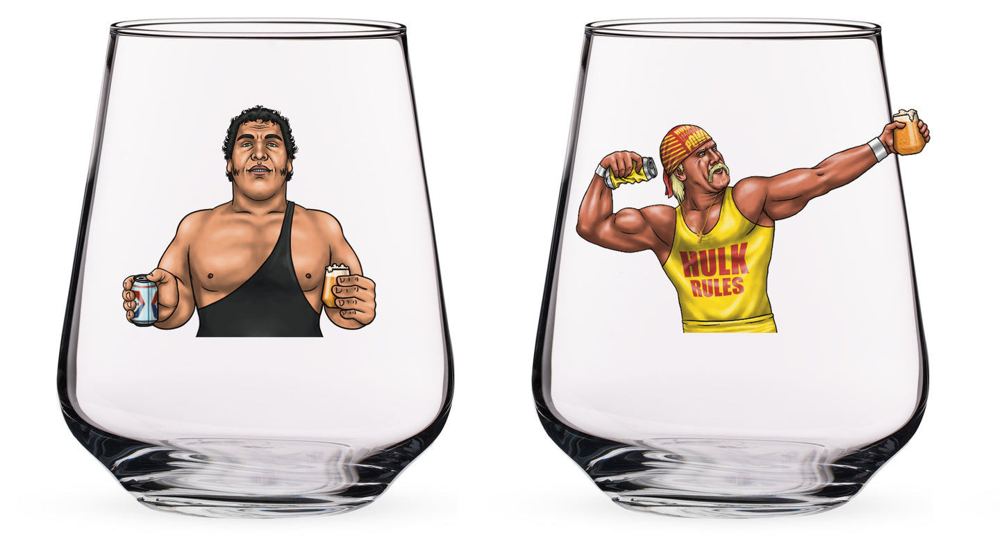 Andre and Hogan - Wrestling Beer Glass