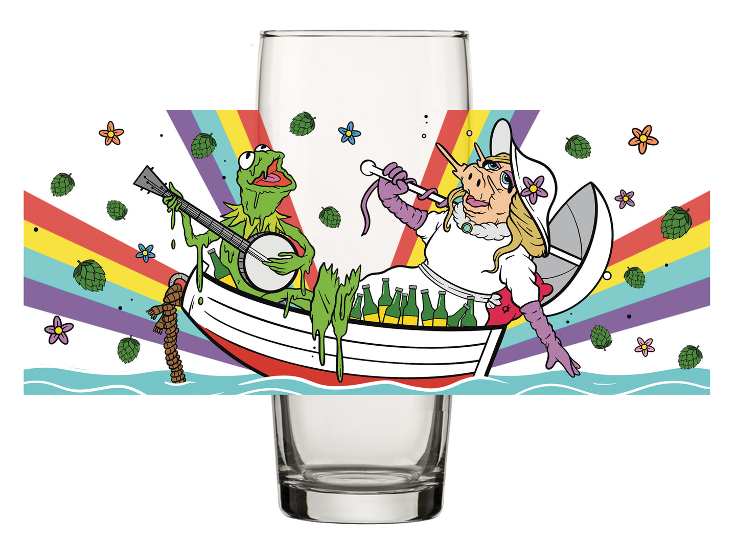 Muppet Drip  - Kermit and Miss Piggy Beer Glass