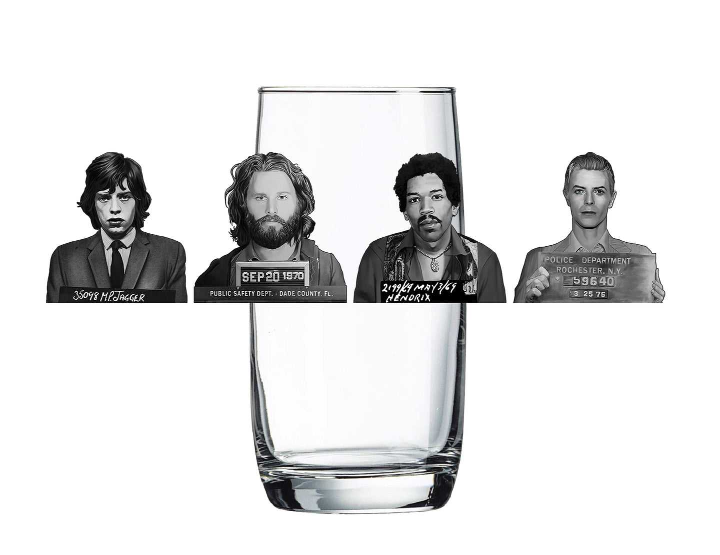 Mugshots - PREORDER - Rolling Stones / Hendrix  Beer Glass (ships mid April)